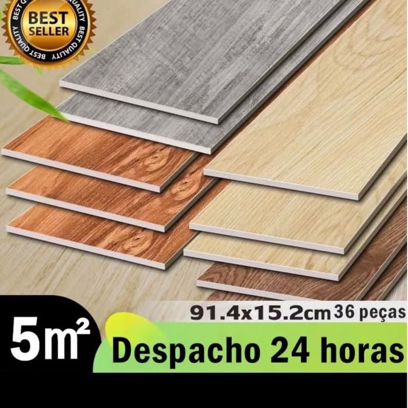 36 PCS Piso Vinílico 5㎡Autocolante Adesivo Madeira Régua Lavável-Várias cores para escolher
