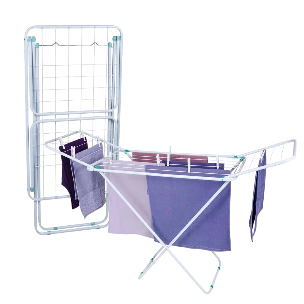 varal de chão reforçado com abas dobrável retrátil slim 1.6m branco
