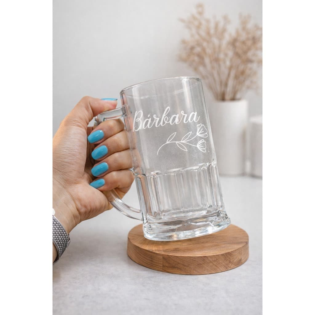 Caneca Chopp de Vidro 320ml Personalizada a Laser | Temas: Casamento, Aniversário, Universitário...