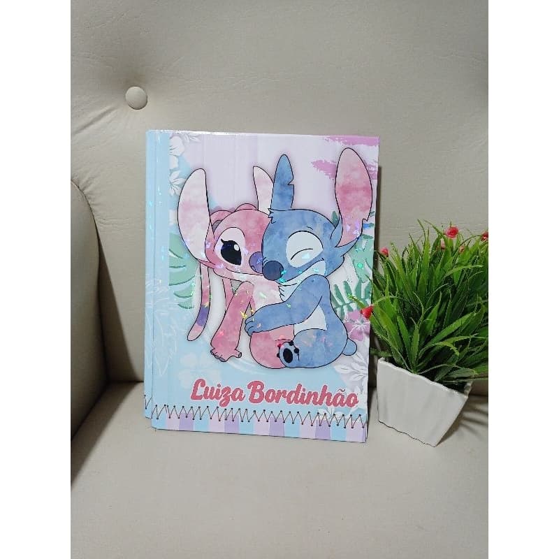 Caderno Brochura Grande Personalizado 48 folhas Menina Stich