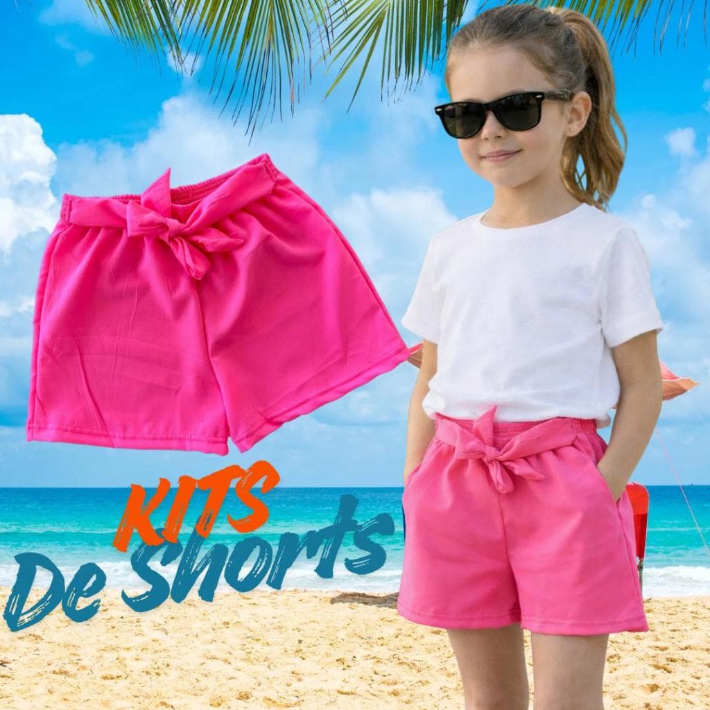 SHORTS BERMUDAS MENINA 2 A 10 ANOS PRAIA VERAO DIA A DIA - TACTEL - SECA RAPIDO - ENVIO EXPRESSO