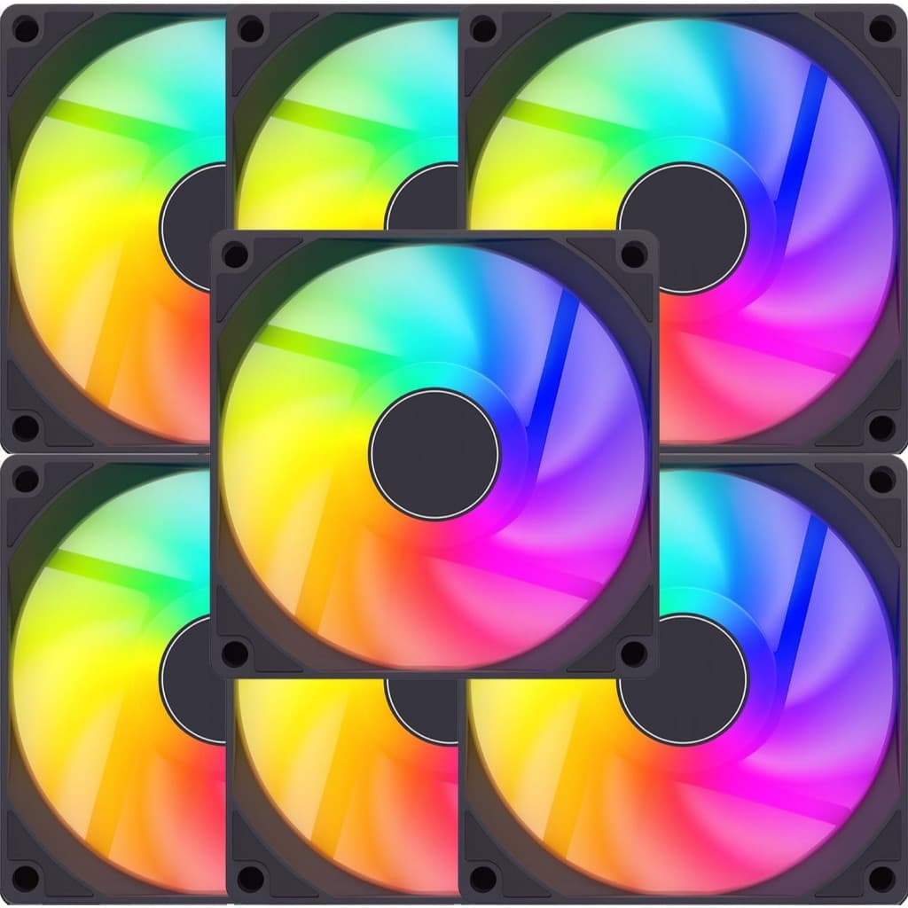 Kit 7 Cooler Fan Ventoinha Pc 12cm 120mm Gabinete Gamer Rgb
