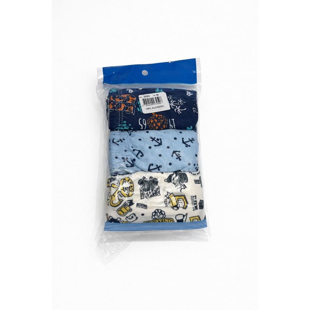 Kit 3 Cuecas Infantil Menino 100% Algodão Tampinha – Conforto e Qualidade