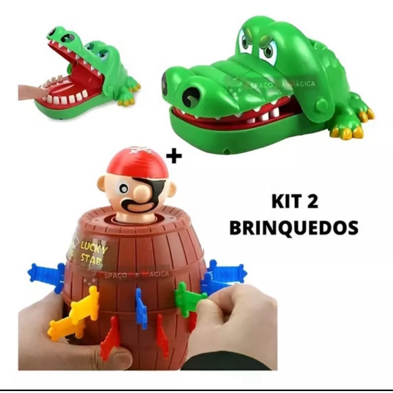 2 Brinquedos Jogo De Mesa Crocodilo Dentista + Pula Pirata