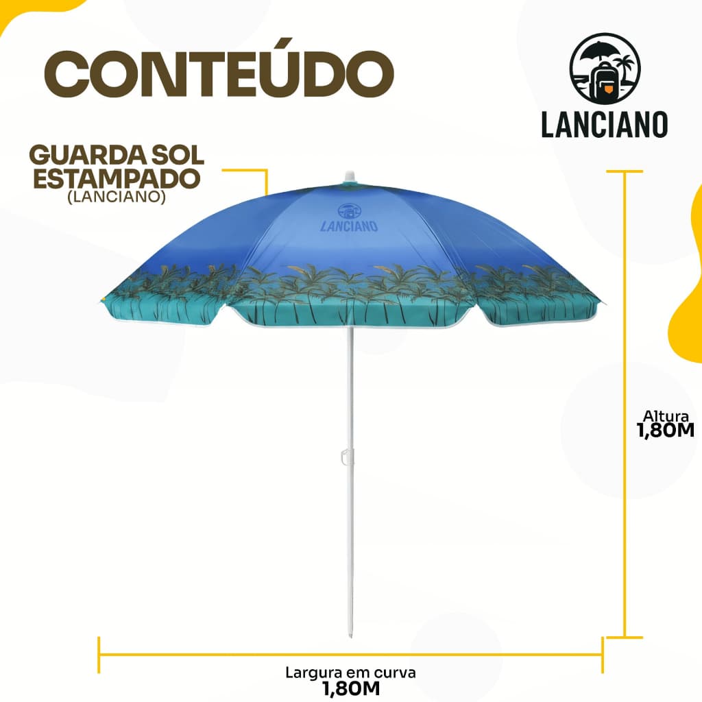 Guarda Sol 1,8m Com Proteção Uv Praia Piscina Resistente Portátil Com Haste Reforçada Bloqueio Solar
