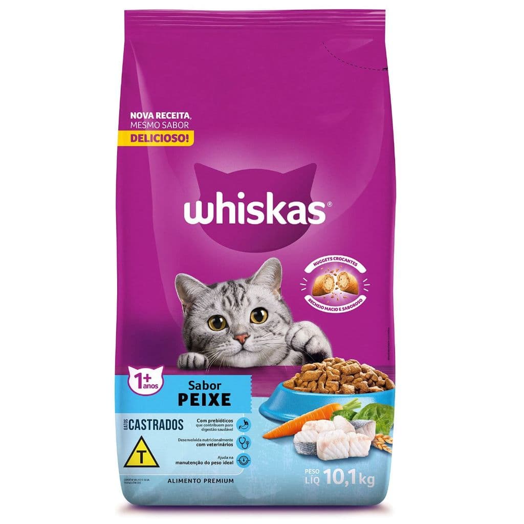 Ração Whiskas peixe gatos castrados 10kg para gatos exigentes