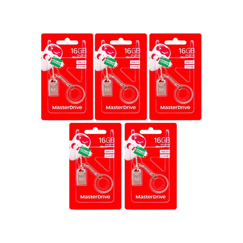 Kit com 5 pen drive de 16gb da master drive original