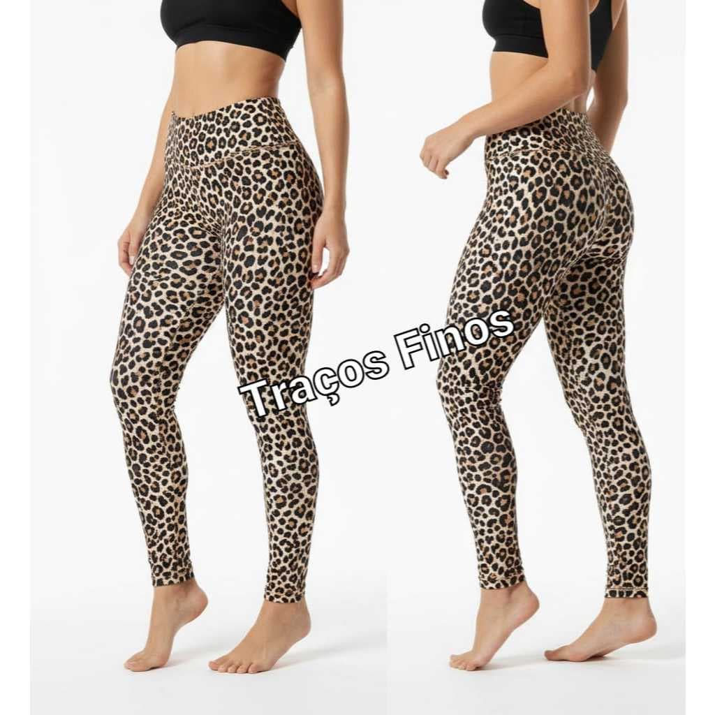 Calça Legging estampada de onça animal print moda feminina moda academia fitnes leg