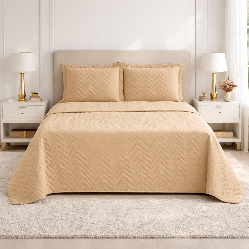 Kit Colcha Queen Cobre Leito Pratic Cama Box Posta Matelado Costurado 03 Peças Várias Cores