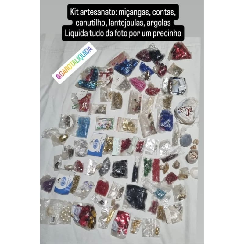 Kit 1 artesanato: miçangas, contas, canutilho, lantejoulas, argolas