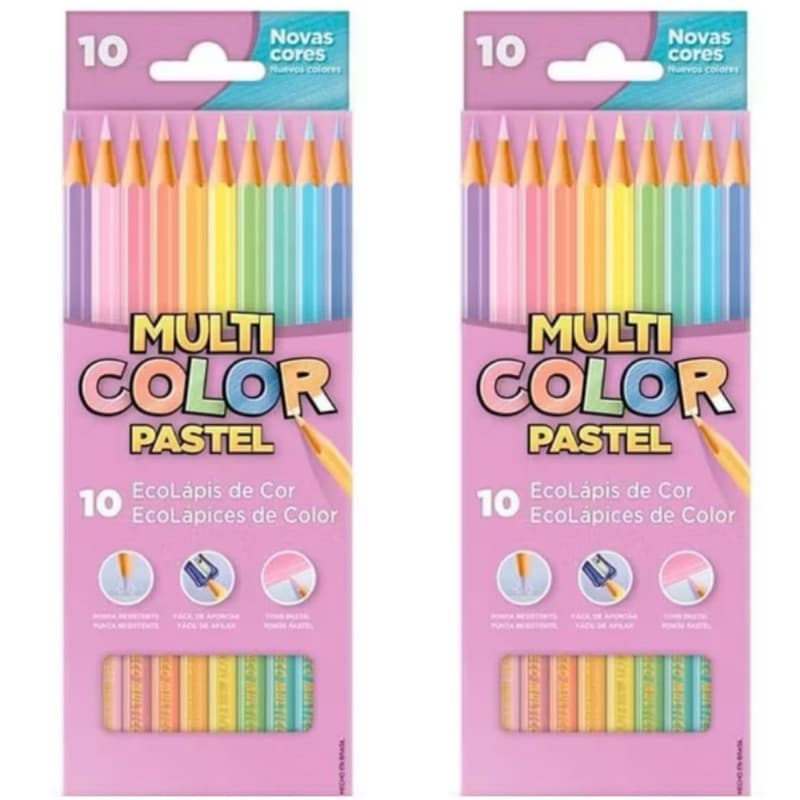 kit Lápis De Cor Ecolápis Tons Pastel 10 Cores