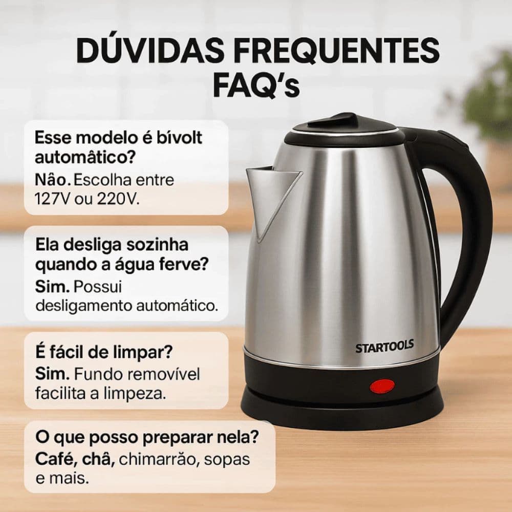 Jarra Electrica Inox 2 Litros Aquecimento Rapido Segura Voltagem 127V