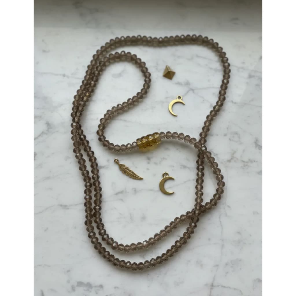 Guia Oxum Dourada Cristal Vidro 8 Mm 60 Cm Dourado