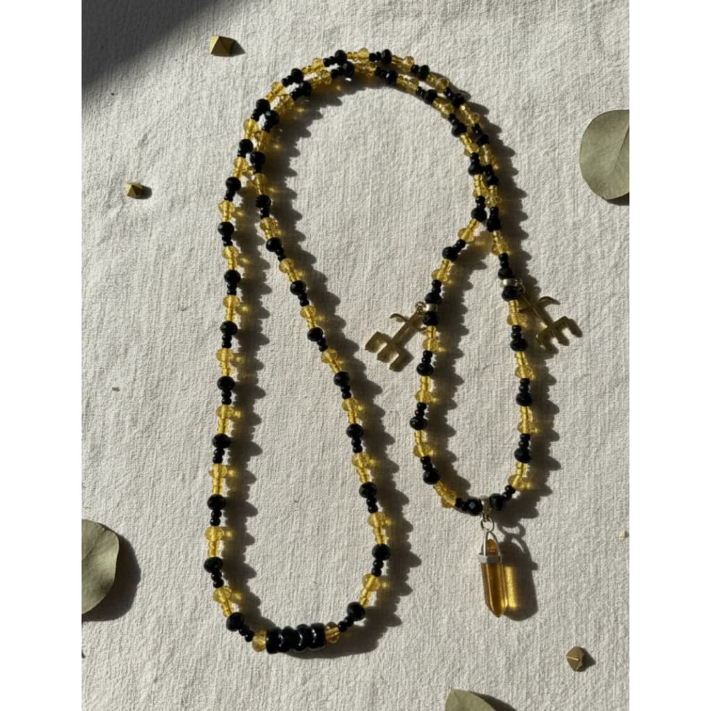 Guia Exú Do Ouro 60 Cm Cristal Vidro 8mm Umbanda Preto