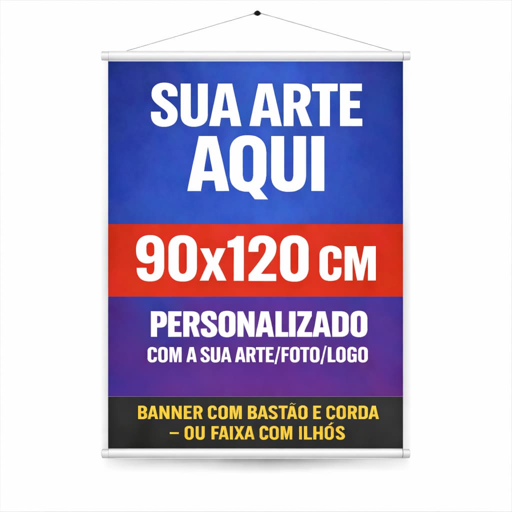 Banner Personalizado  Foto Logo Sua Arte 90x60cm Impressão Lona Prova D'Água