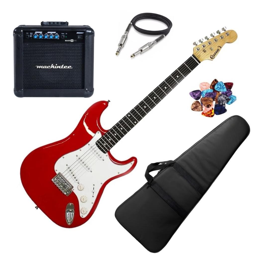 Guitarra Queens Vermelha + Amplificador e acessorios - P10 para amplificador