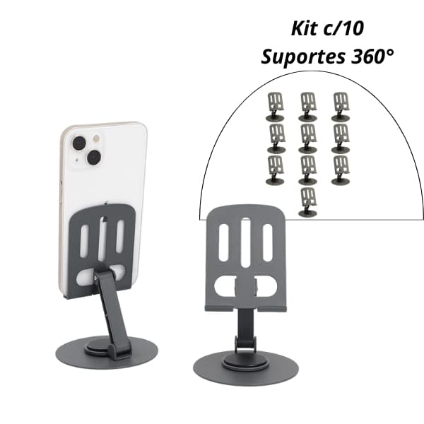 Kit C/10 Suporte Dobrável 360° para Celular e Tablet