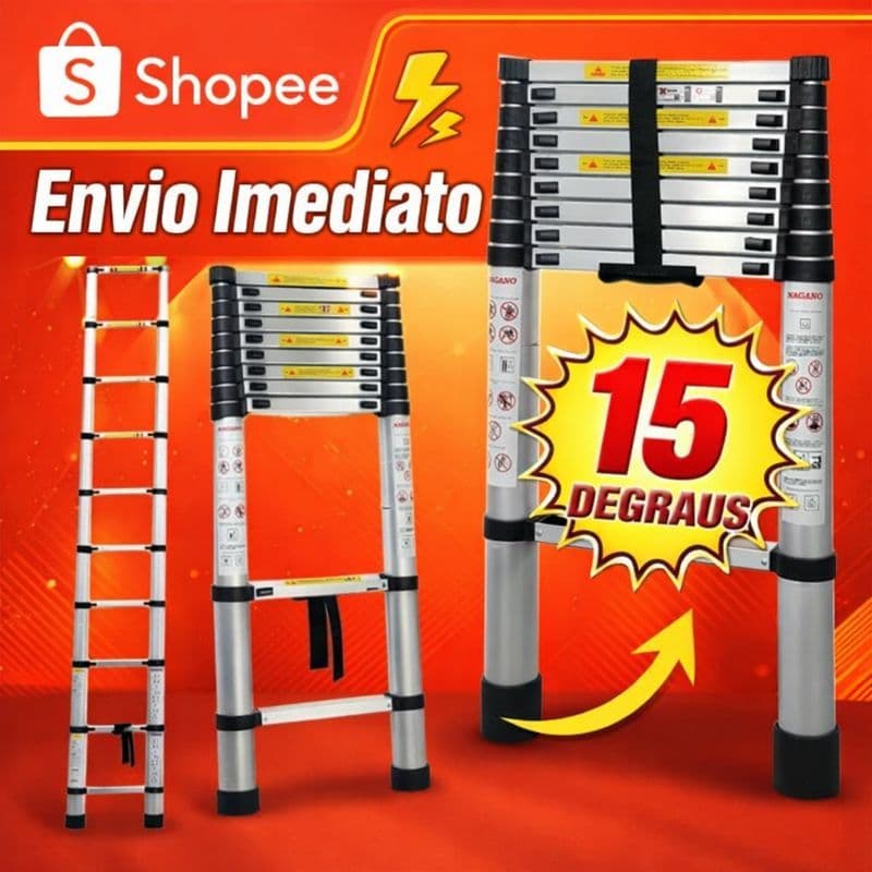 Escada Telescópica Alumínio Extensiva 15 Degraus 4,40m Masterchair