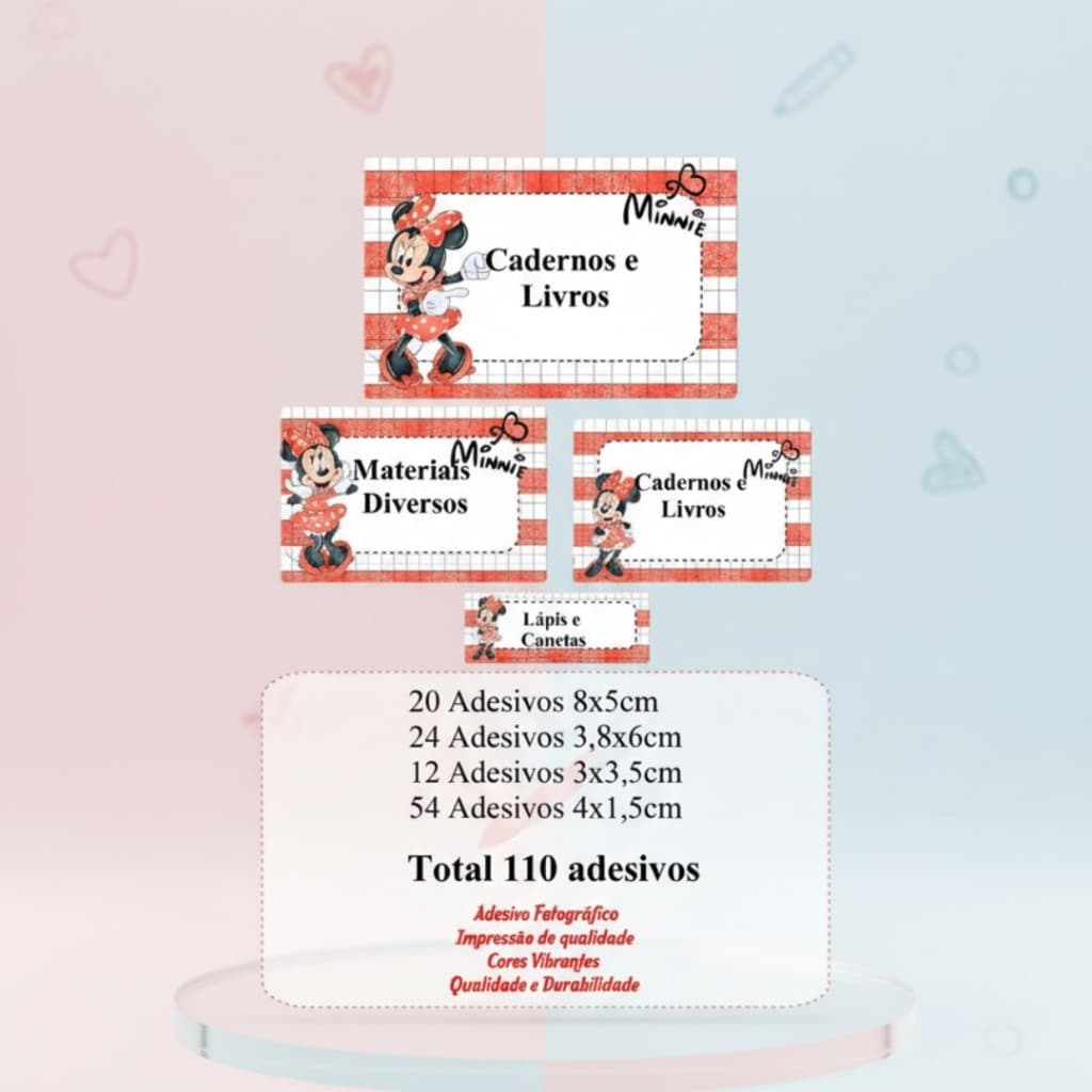 Etiqueta Escolar Infantil Personalizada  | Alta Qualidade/MENINA/TODOS OS TEMAS/KIT COM 110 ADESIVOS
