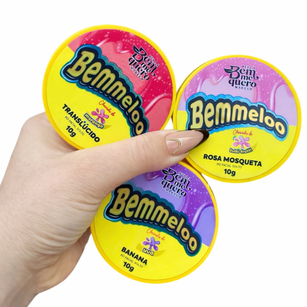 Pó translúcido solto Bemmeloo cheirinho de uva, morango e tutti-frutti