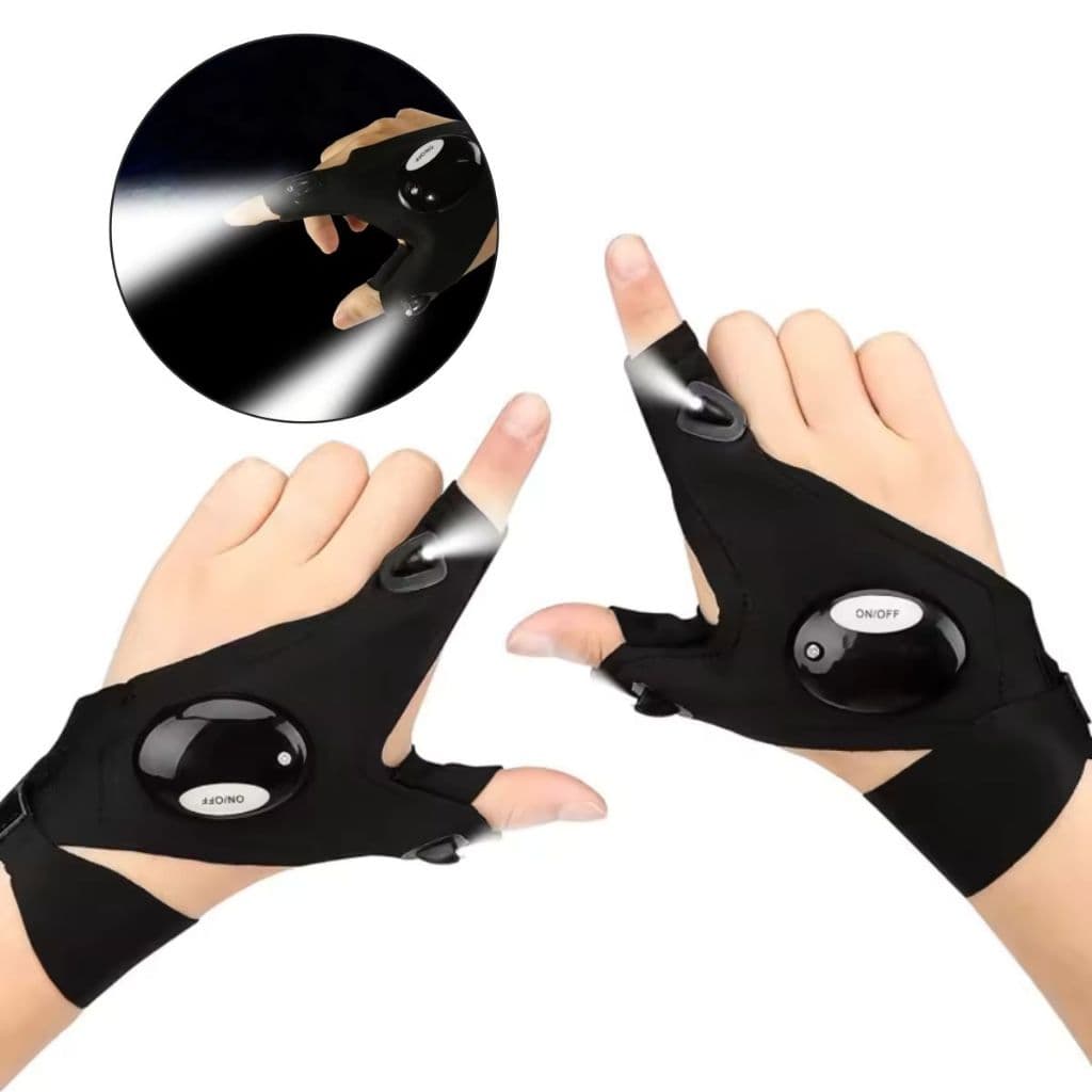 Luvas com Lanterna de Dedo LED Embutida