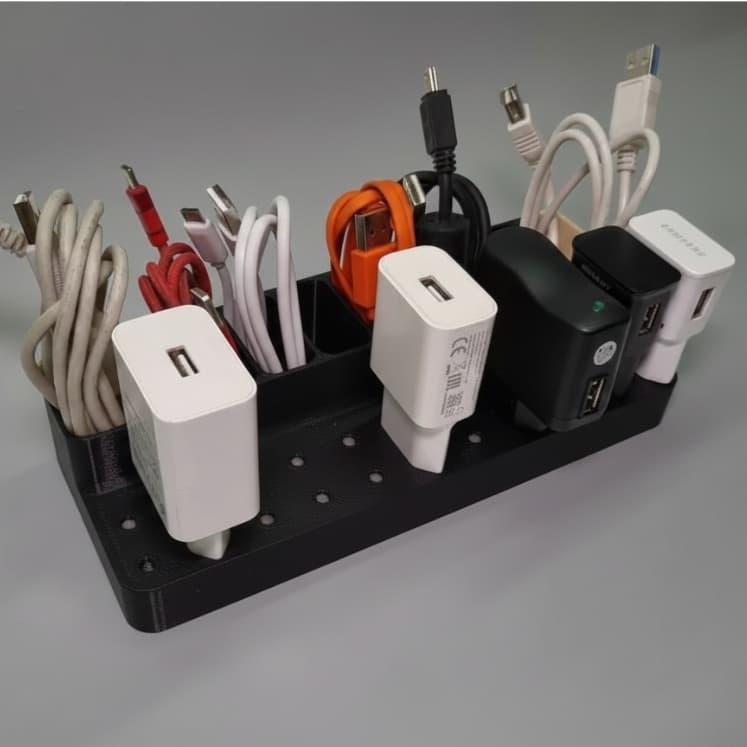 Organizador De Cabos E Carregadores Suporte Para 10 Fontes e Cabos De Celular Mesa E Bancada