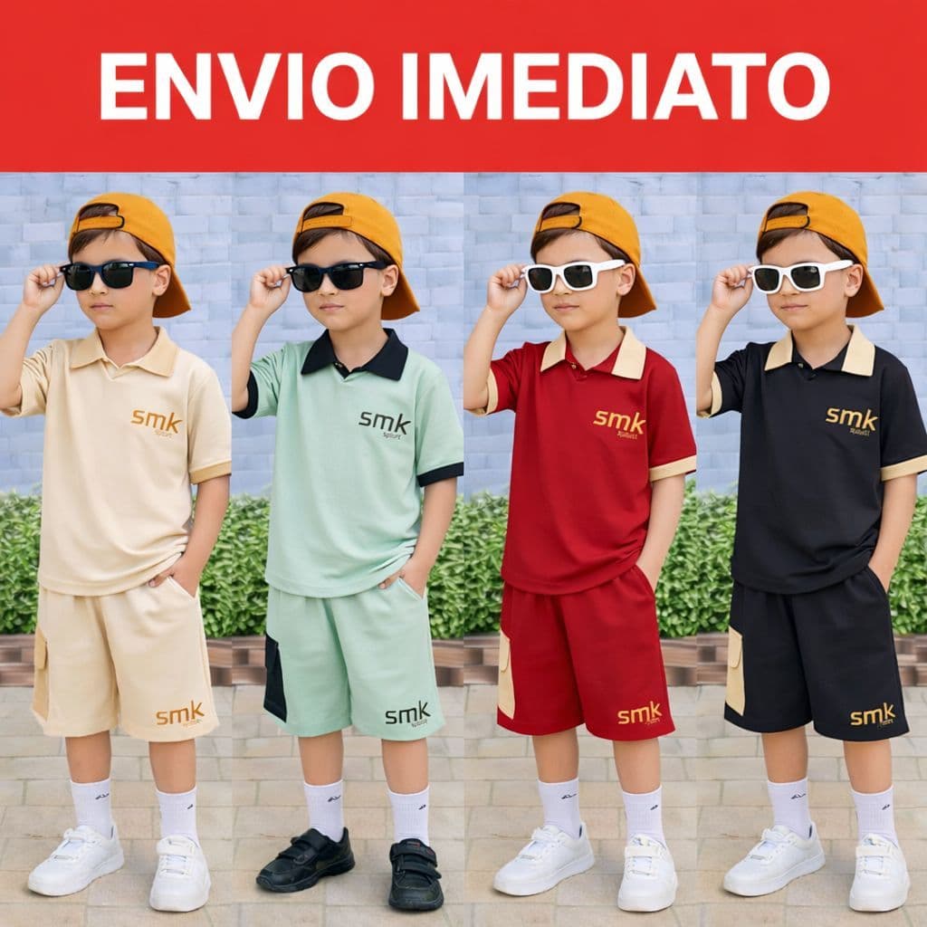 Conjunto Infantil Menino Roupa De Luxo Camisa E Bermuda Premium Moda Verão