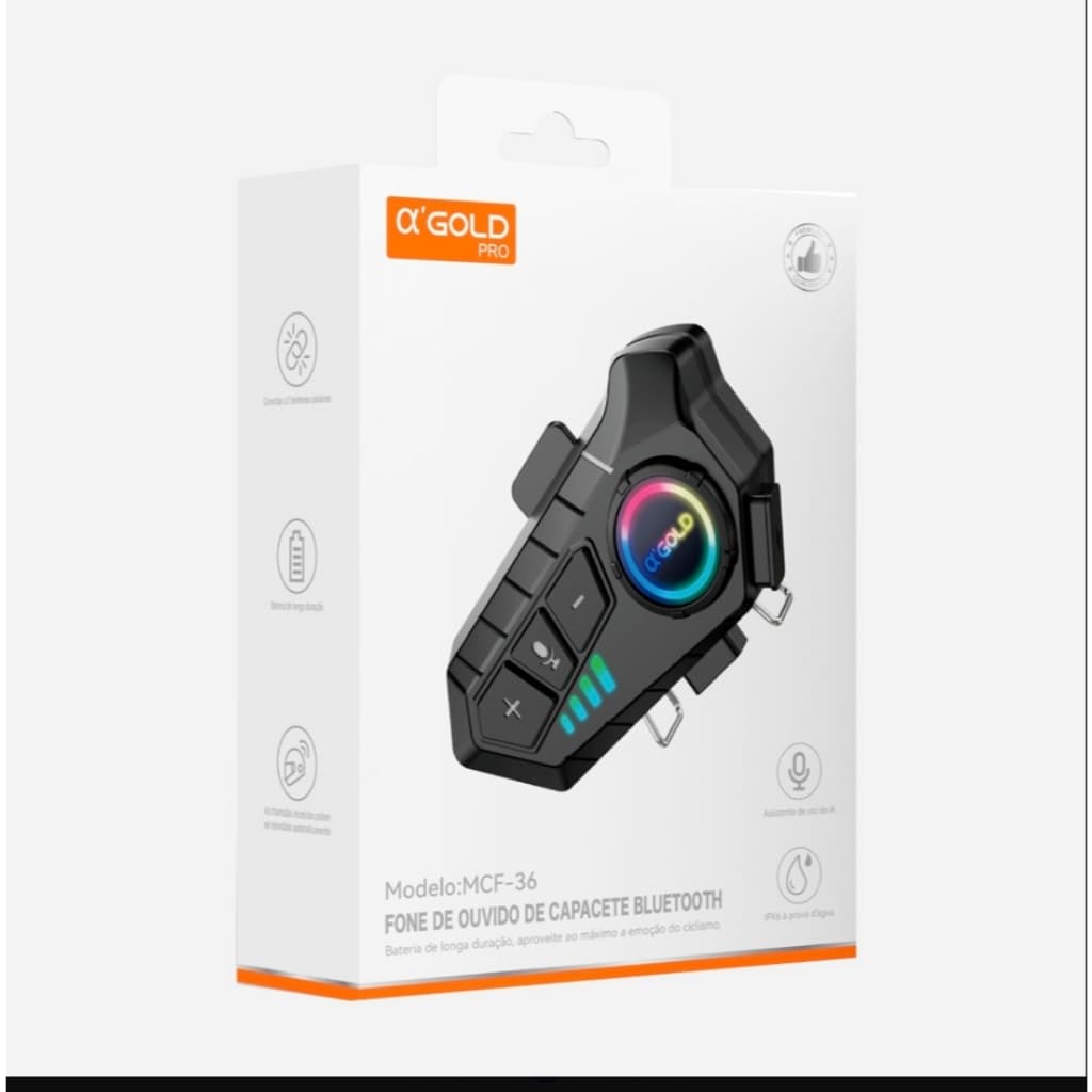 Fone de Ouvido de Capacete A'GOLD MCF-36 Bluetooth V5.3
