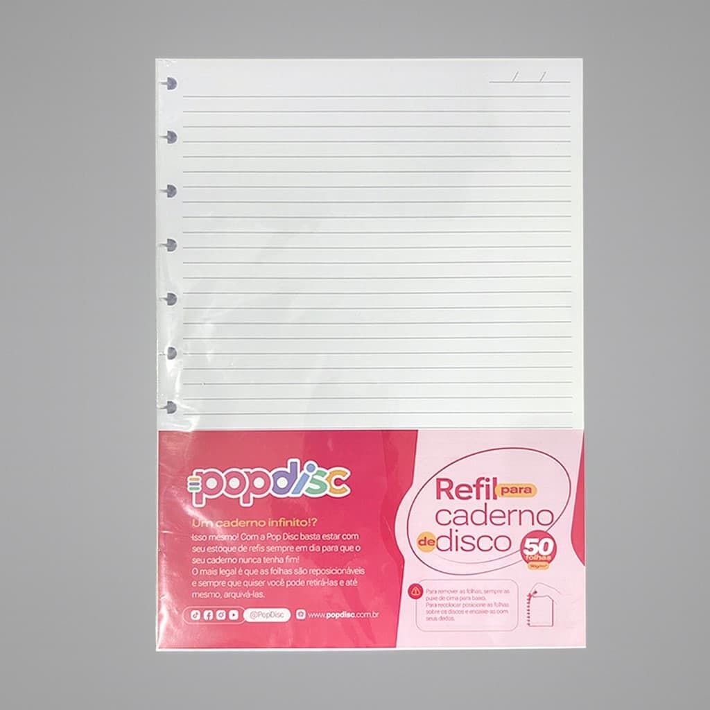 Refil Pautado Para Caderno De Disco Grande Pop Disc