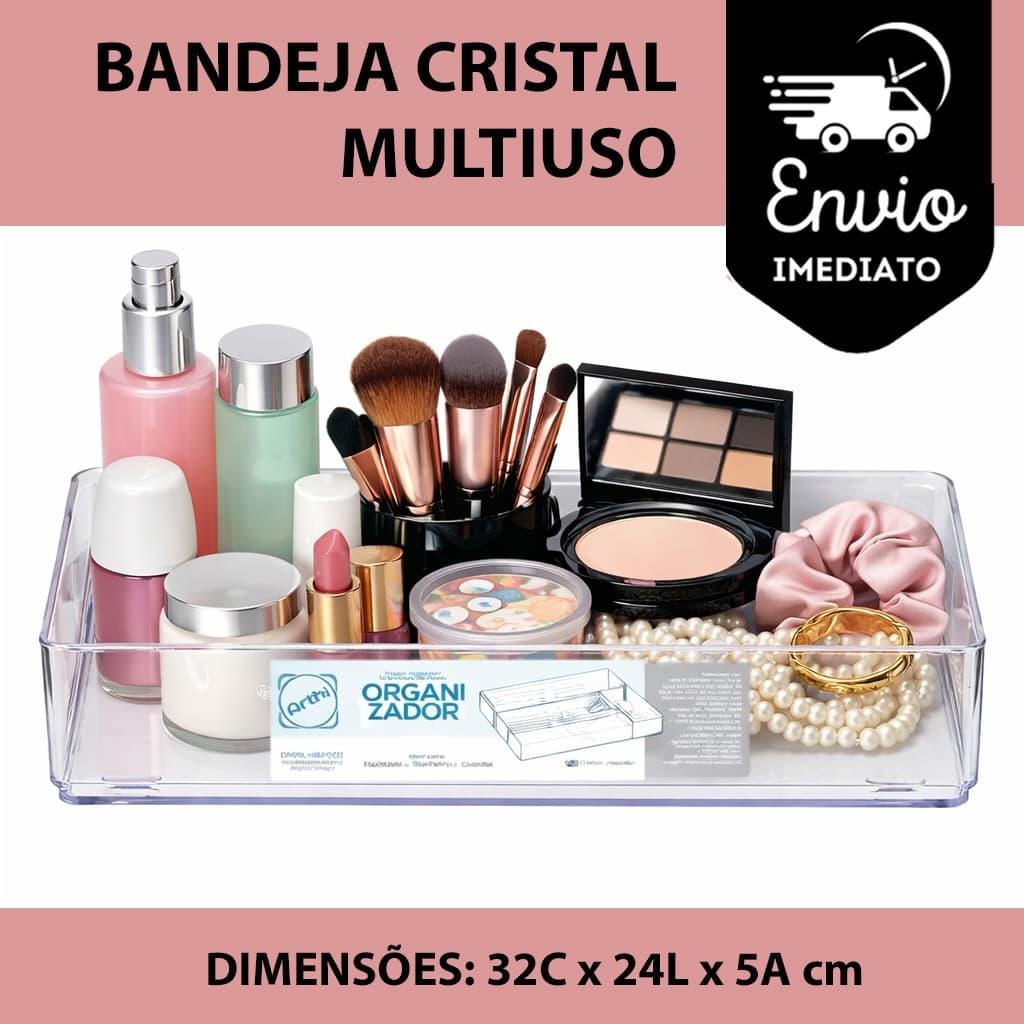 Bandeja Organizadora Cristal Multiuso  3,2 L – PS Cristal | 32x24x5 cm
