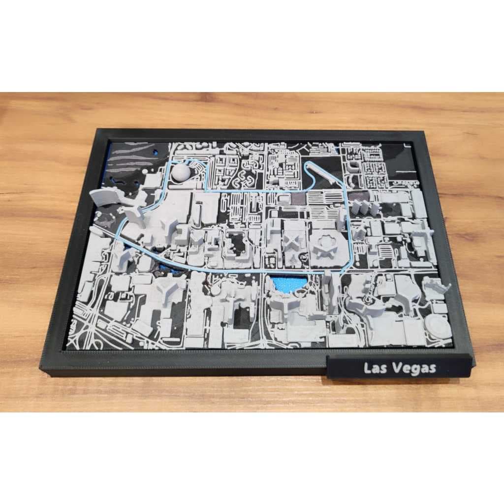 Decorativo Circuito F1 Las Vegas 3D | Pista Mapa Urbano em Alto Relevo