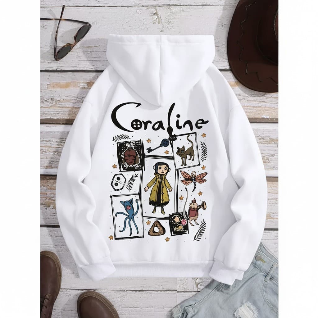 Moletom Unissex Coraline Desenho Filme Blusa Feminina Casaco Qualidade Premium
