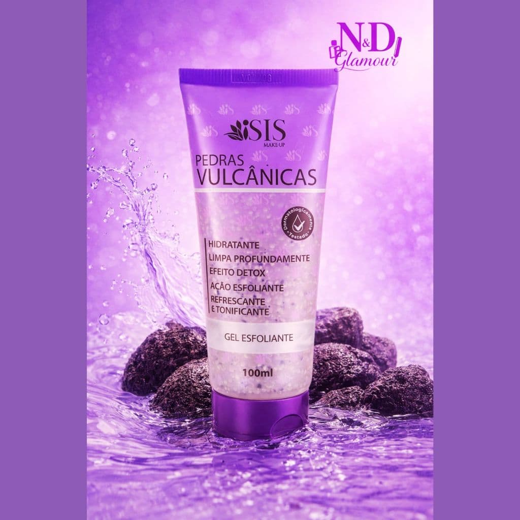Gel Esfoliante Facial - Pedras Vulcânicas - Isis Makeup 100ml – Limpeza Profunda efeito detox