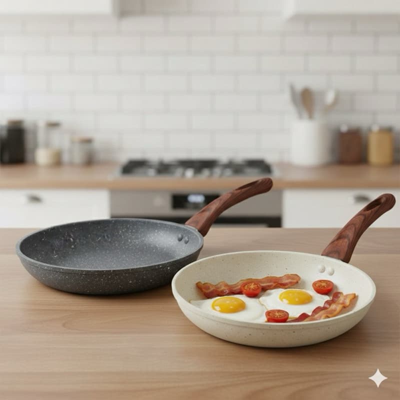 Frigideira Indução Ceramica 24cm Antiaderente Quality Bege e Cinza Alto Aquecimento Cabo Baquelite Fritar Ovo Sem Grudar