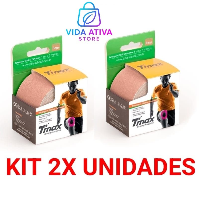 KIT 2X (DUAS) Fita Kinesio Tmax Bandagem Elástica Terapêutica 5 Cm X 5 Original