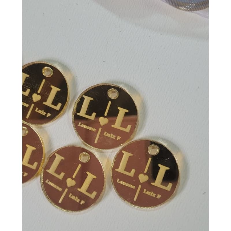 tag personalizado redonda 25mm para casal