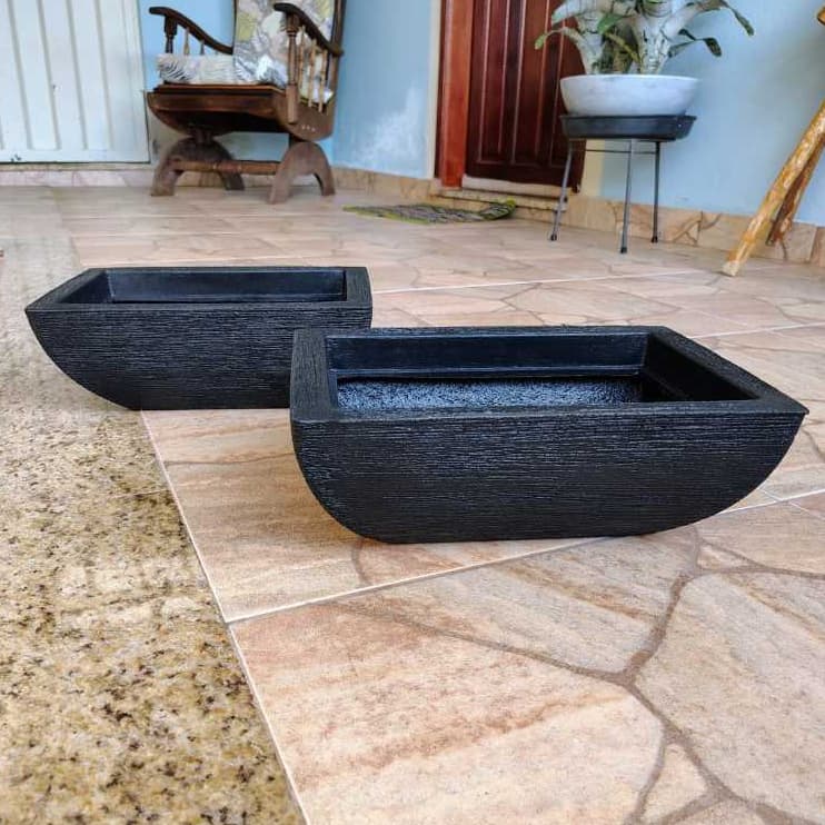 Kit 2 Vasos para Bonsai Moderno em Polietileno Decorativo 13x32x19