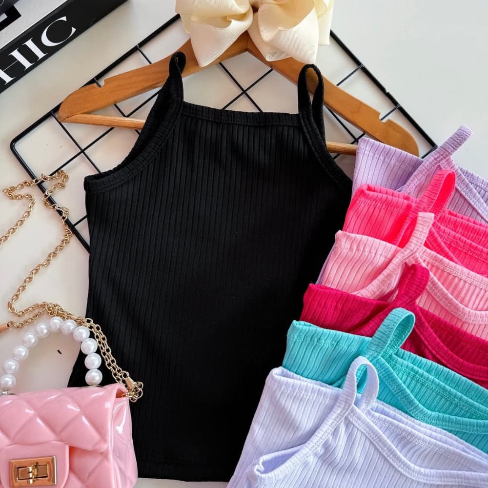 Kit 3 Blusinhas Feminina T-shirt Canelada Infantis Camiseta Tshirt Femininas Menina Moda Blogueirinha Blusa