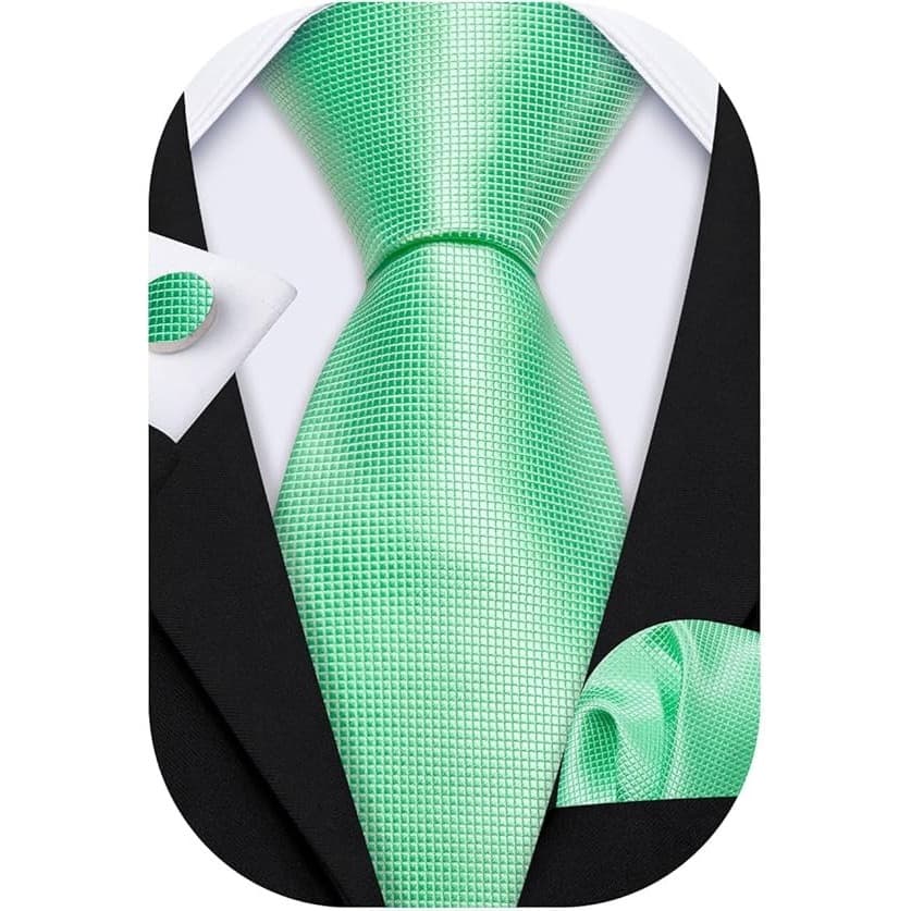 Gravata Masculina Verde Menta Semi Slim e Slim Quadriculada e Riscadinha Para Padrinhos
