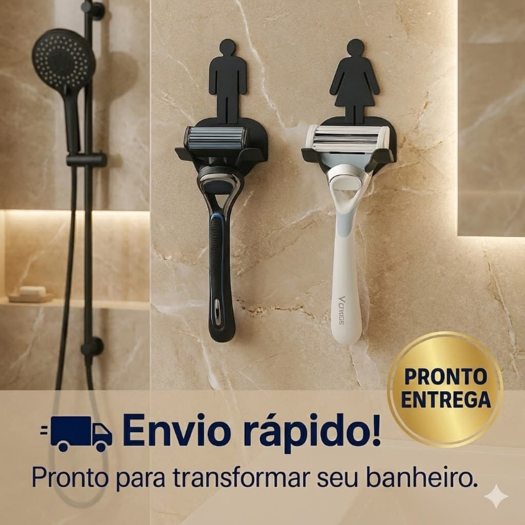 Suporte de Barbeador Autoadesivo para Banheiro – Organizador de Lâmina Masculino e Feminino