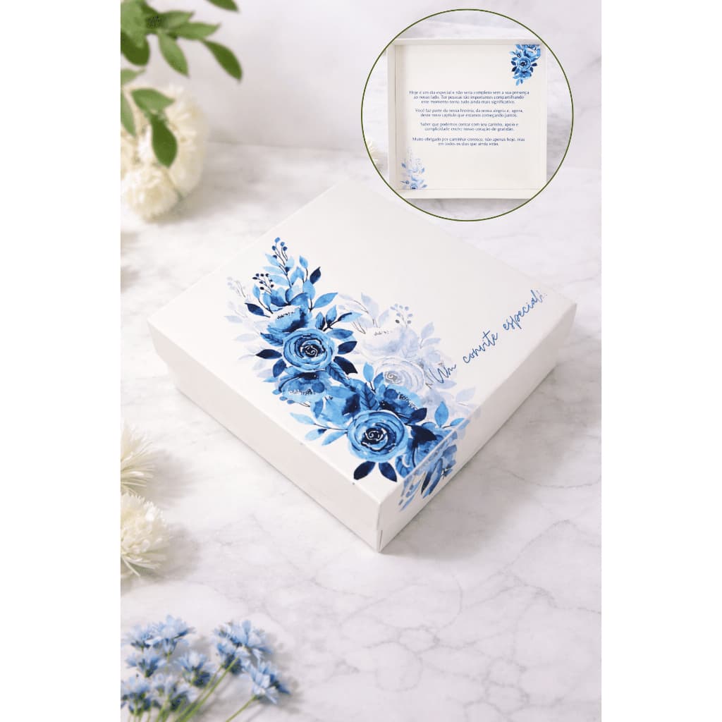 Caixa Personalizada Convite Padrinhos de Casamento - Envio imediato / Azul Serenity