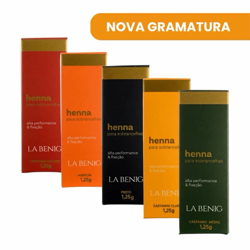 Kit 3 Henna La Benig 1,25g Sobrancelha Profissional Envio Imediato