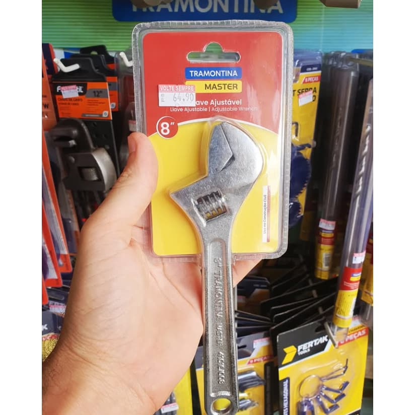 Chave Ajustável Inglesa 8 Polegadas (200mm) Tramontina Forjada Profissional Cromada 41002/108