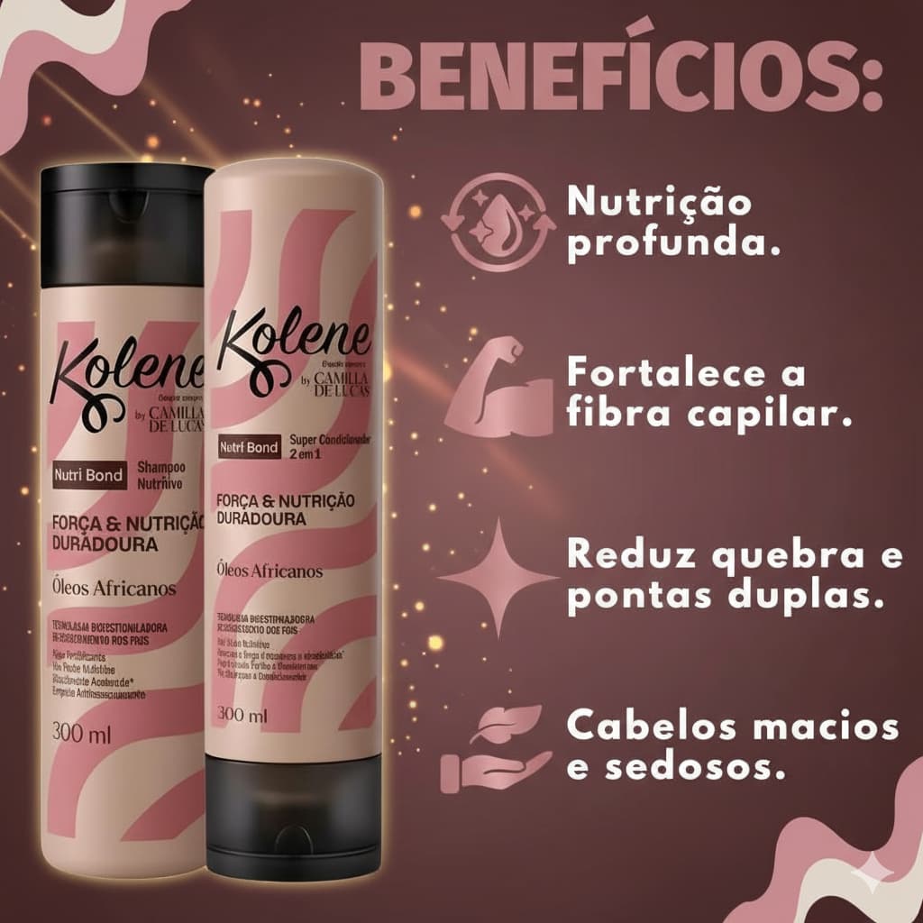 Kolene Nutri Bond Kit Shampoo E Condicionador 2x1 300ml Nutrição E Definição Prolongada