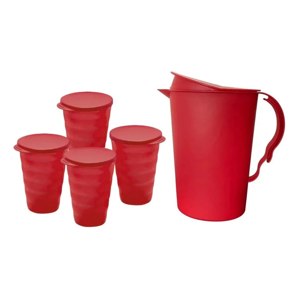 Tupperware kit Jarra e copos Murano 2 Litros vermelho