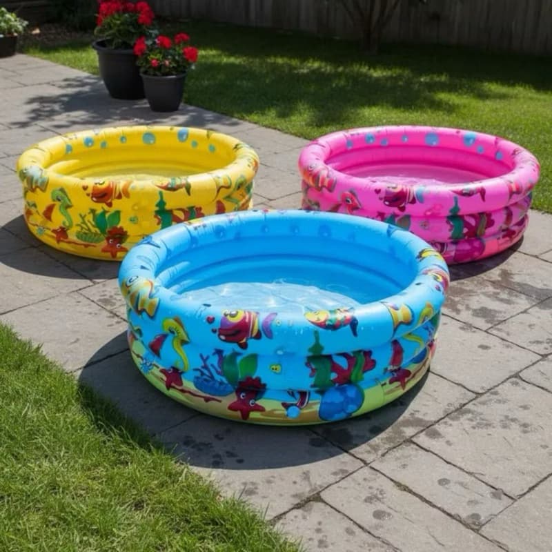 Piscina Infantil 3 Anéis 60cm 40 litros e  100cm 65litros Inflável Para Bolinhas e Água Piscina Redonda Crianças e Bebê