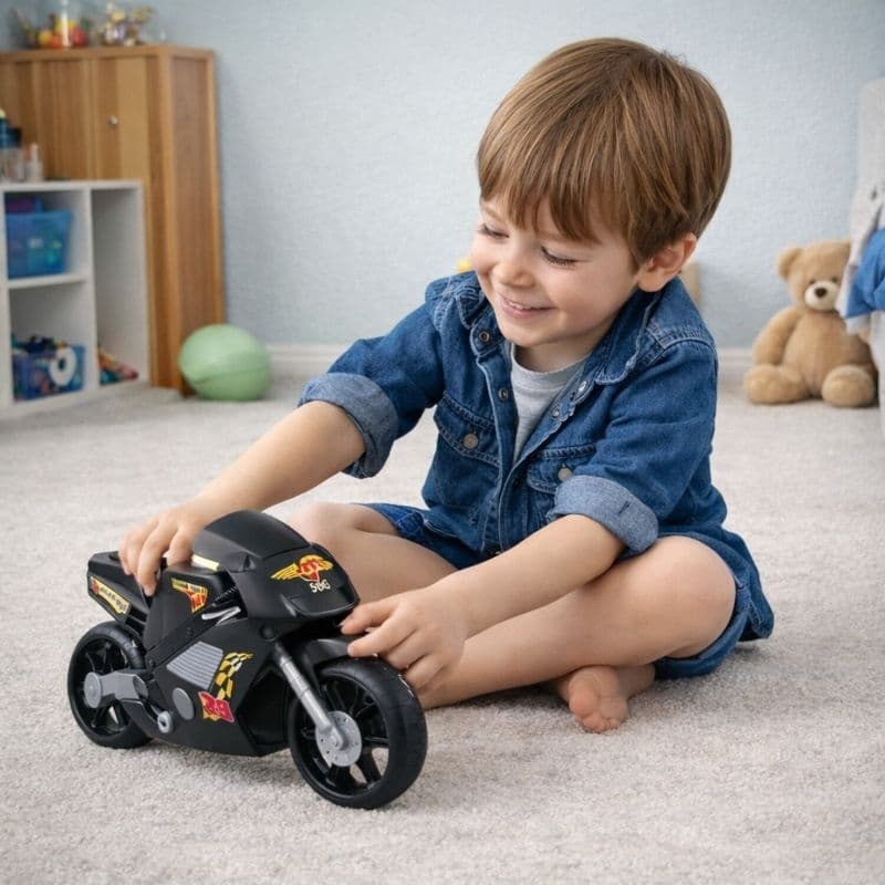 Super Moto 360 Esportiva de Brinquedo Preta Design Moderno Miniatura Decorativa Colecionável