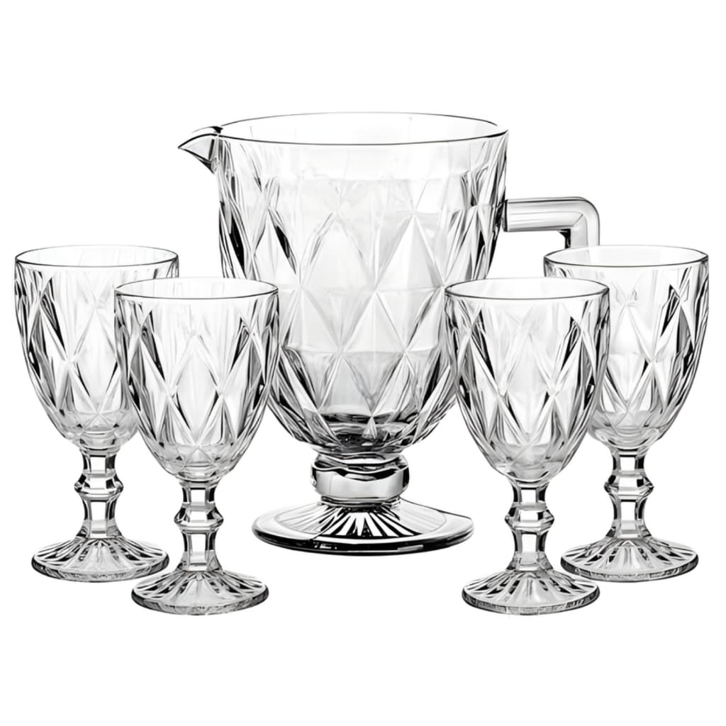 Jarra com 4 Taças Cristal 1,2L Para Água Suco Taças 330ML