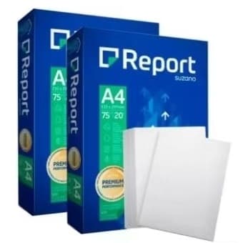 Kit 2 Resmas Papel A4 Report Suzano 75g 500 Folhas Branco Premium Impressão Inkjet Laser Original
