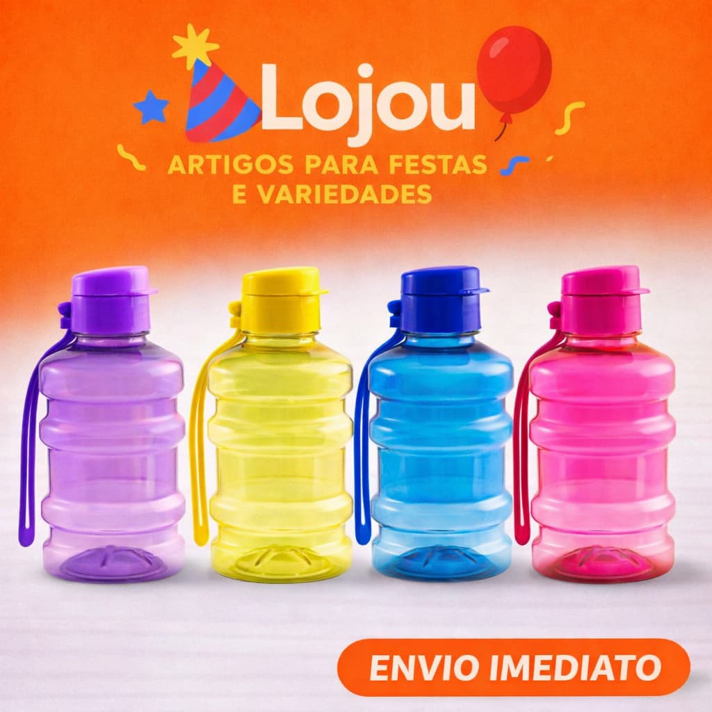 Kit com 2 Garrafas Mini Galão 500 ML de Água, Academia, Esportes, Crianças, Garrafinha escolar